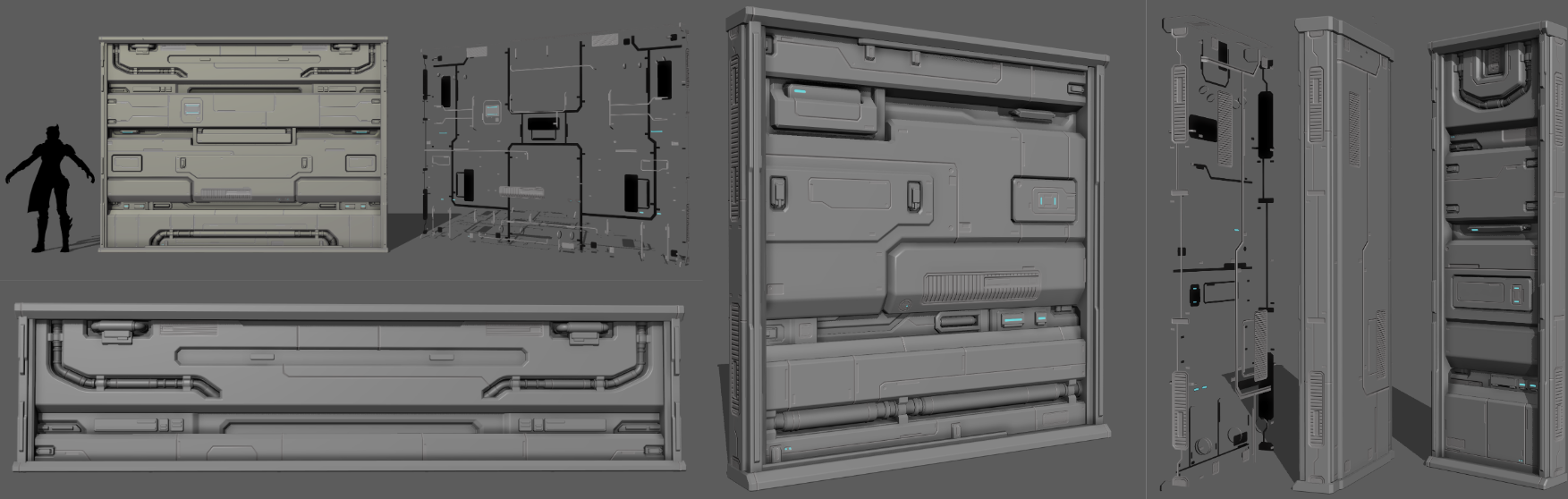 Finally from our 3D artist, we have some early WIP models/textures of some wall panels.